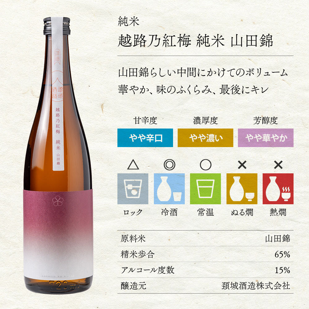 越路乃紅梅　純米　山田錦